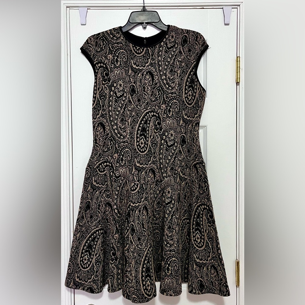 Gold Shimmer Paisley Dress